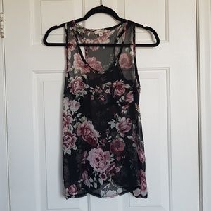 Black Floral Sheer Tank.